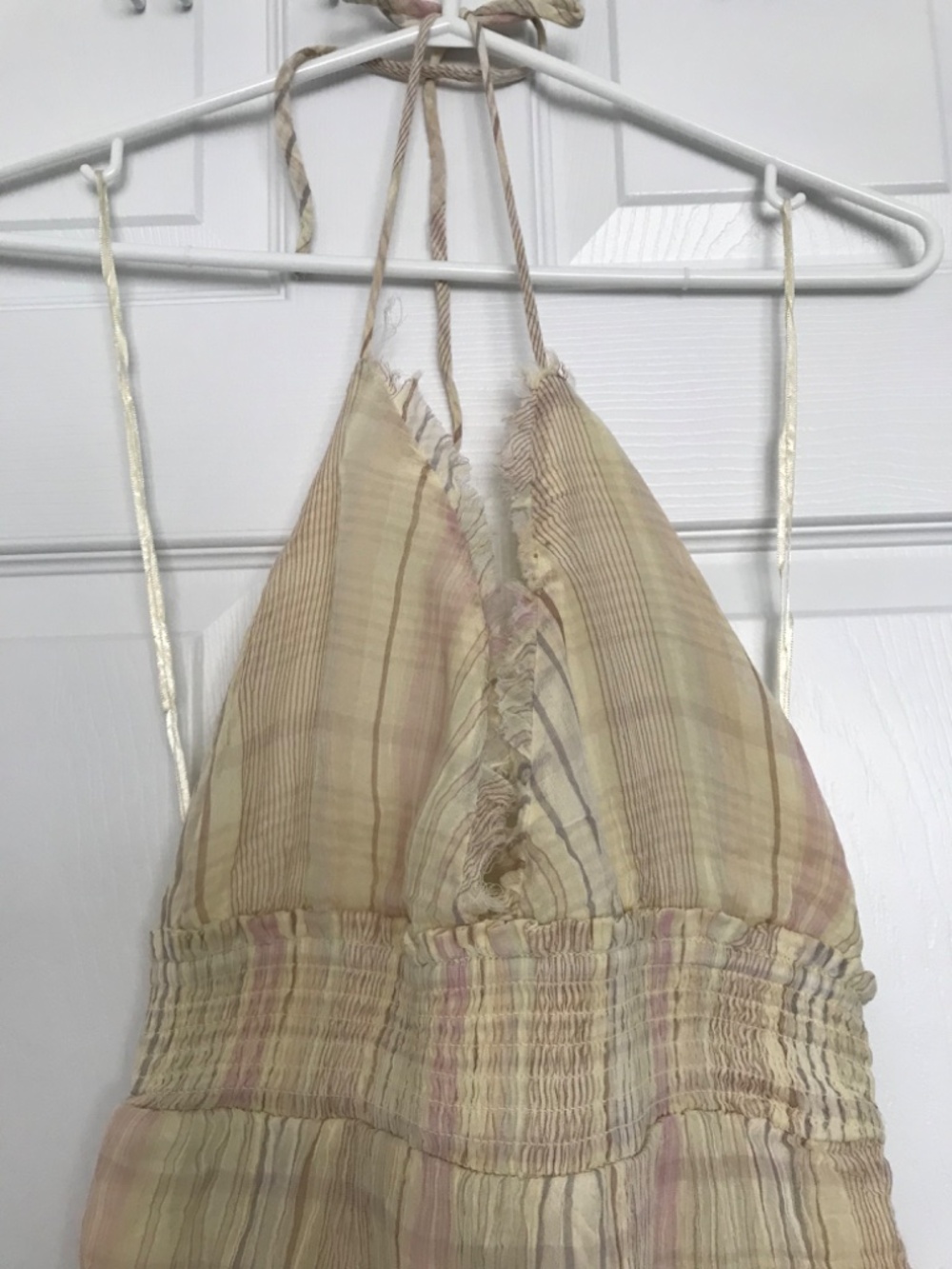NWT Kimchi Blue Phoebe Cotton Open-Back Halter Knee Length Dress M Yellow - Picture 3 of 11